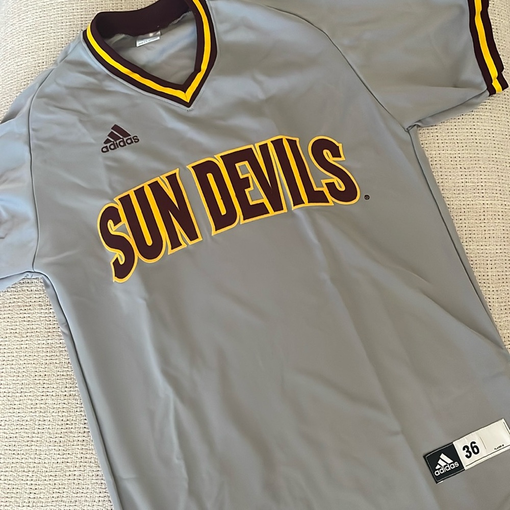 adidas Sun Devils Gray Jersey with Maroon and Gold Accents